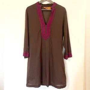 Tory Burch Brown Tunic with Pink Accents